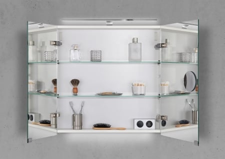 Spiegelschrank 70 cm mit MULTI Light LED Chrom Beleuchtung Doppelspiegeltüren