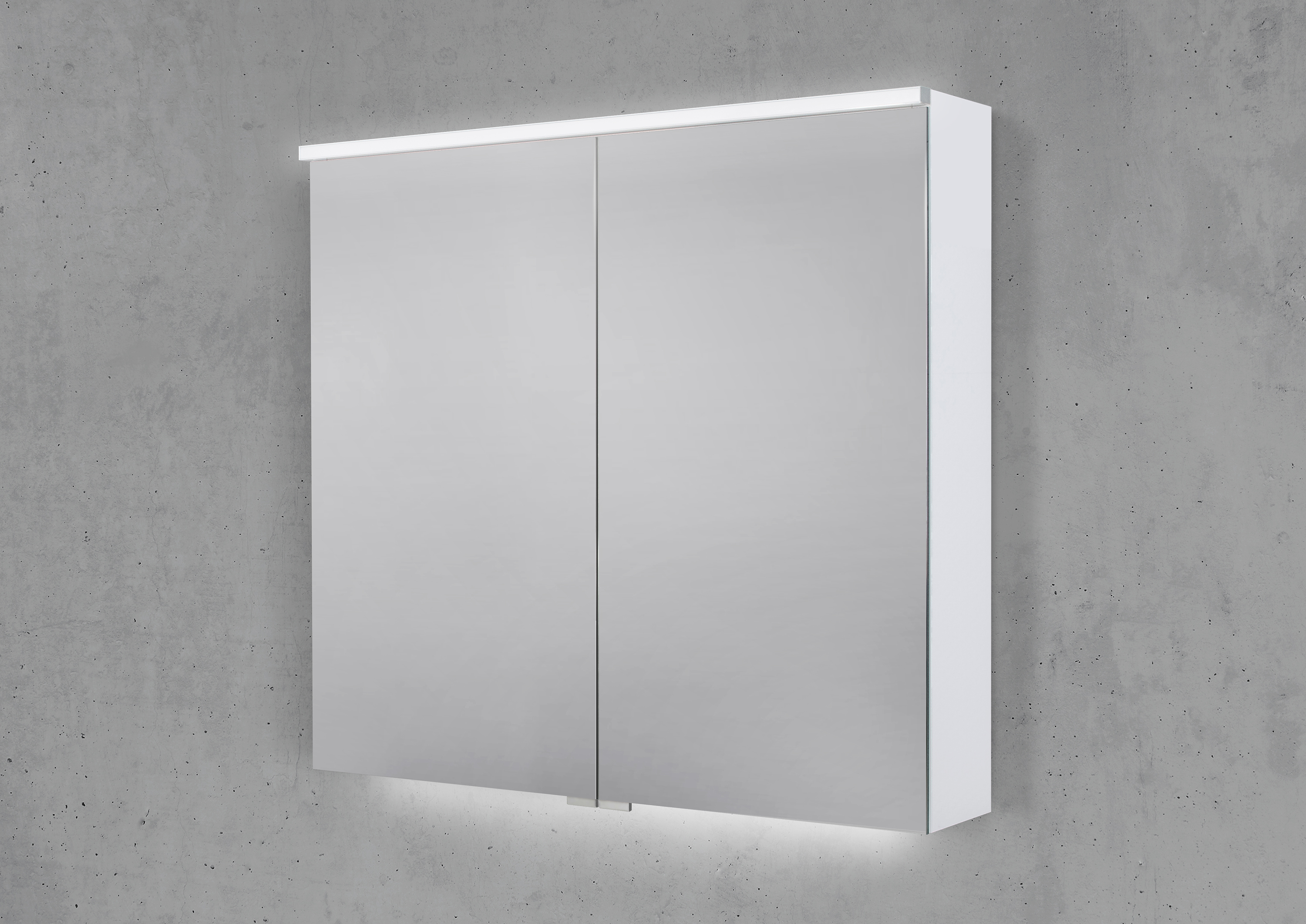 Spiegelschrank 80 cm Light integrierte MULTI Doppelspiegeltüren LED Beleuchtung