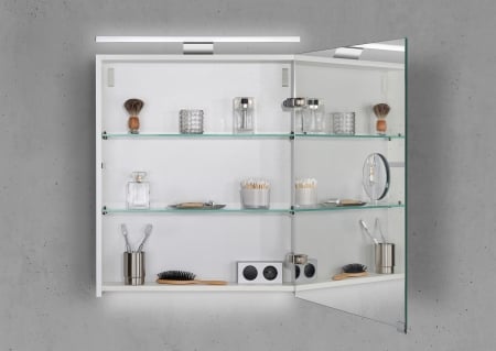 Spiegelschrank 60 cm mit MULTI Light LED Beleuchtung, Doppelspiegeltür