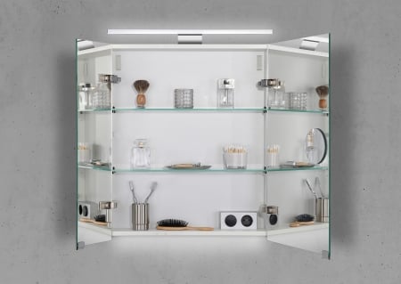 Spiegelschrank 60 cm mit MULTI Light LED Beleuchtung, Doppelspiegeltüren